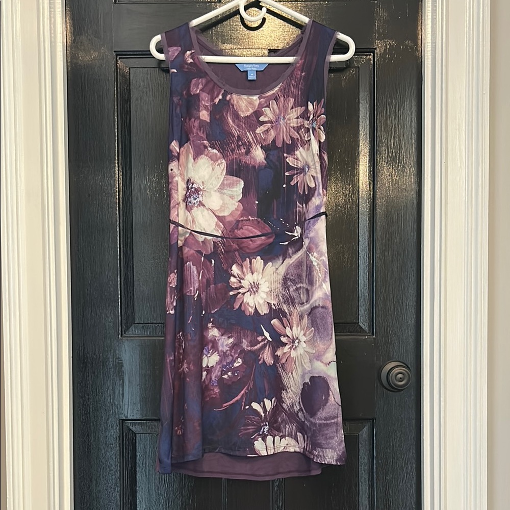 Simply Vera Vera Wang Purple Watercolor Floral Dress Medium